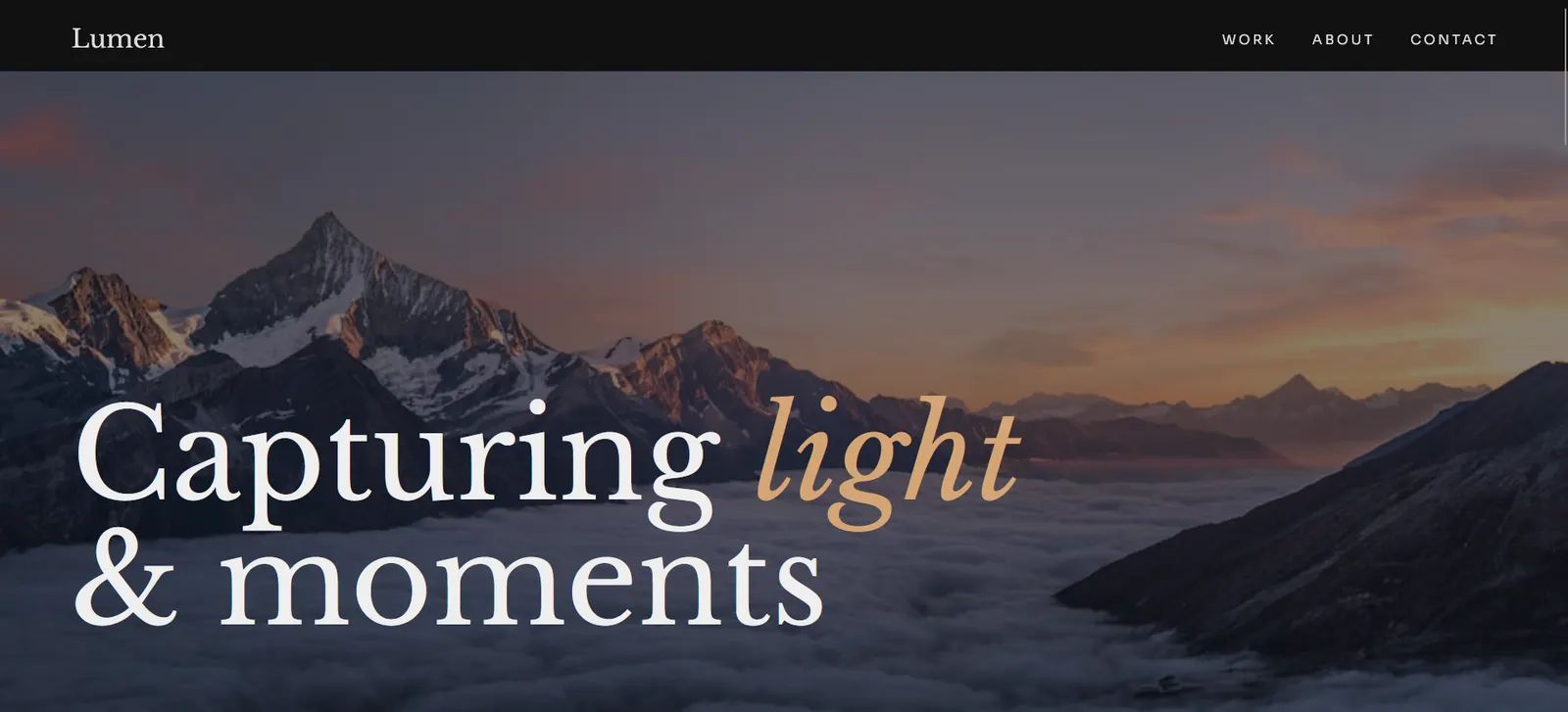 Lumen, a photographer website design
