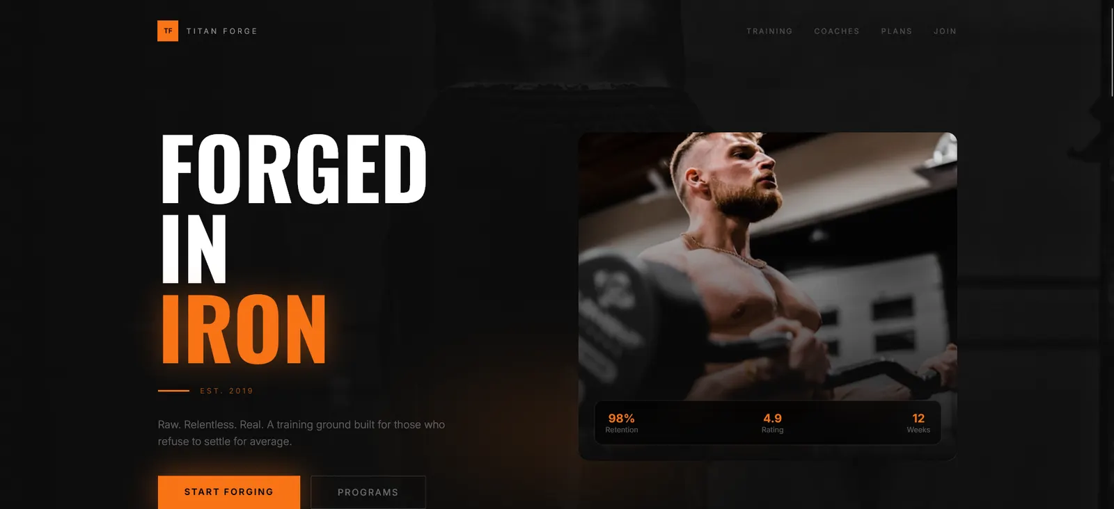 Titan Forge, a gym website design
